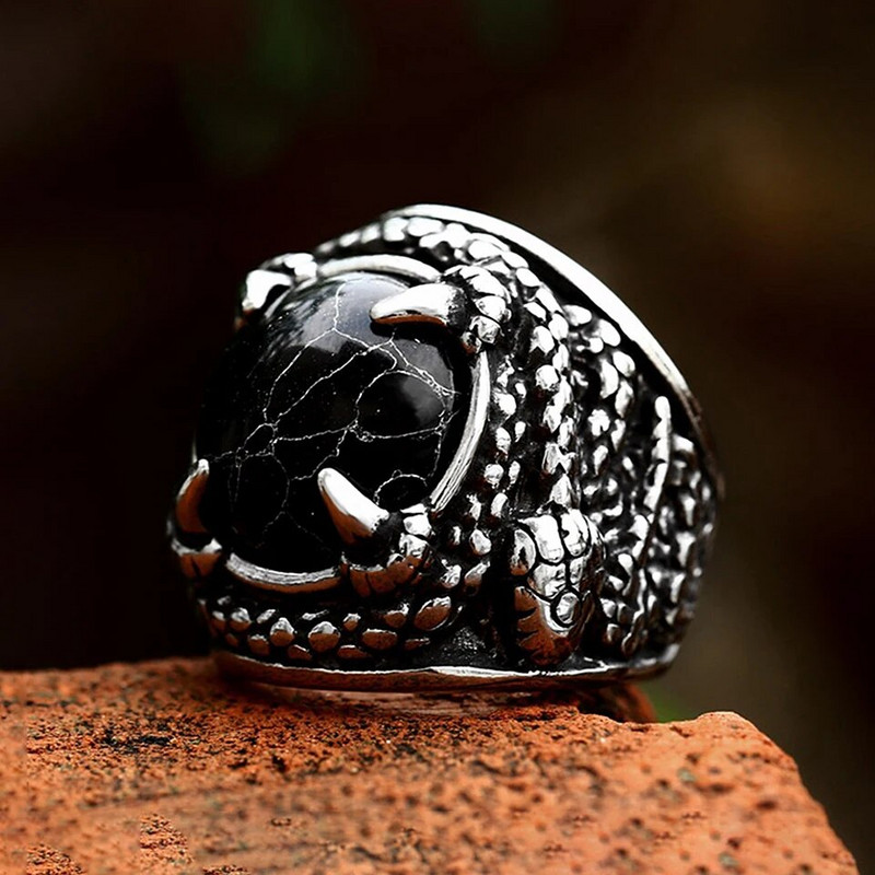 Mood vintage loomingulised kivisõrmused punk hiphop roostevabast terasest ussõrmus meestele naistele mootorratta amulett ehete hulgimüük