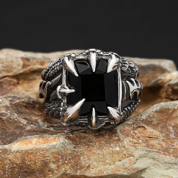 Винтидж викингски пръстен с камък с нокът на дракон за мъже момче от неръждаема стомана, пънк рок, пръстени в скандинавски стил, модни бижута, подарък, дропшиппинг