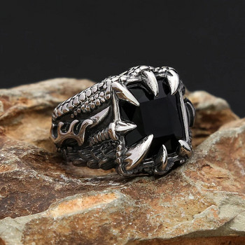 Винтидж викингски пръстен с камък с нокът на дракон за мъже момче от неръждаема стомана, пънк рок, пръстени в скандинавски стил, модни бижута, подарък, дропшиппинг