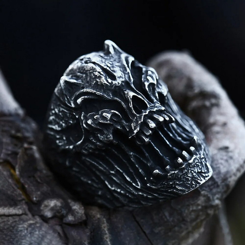 Punk Hip Hop 316L prsten od zle lubanje od nehrđajućeg čelika Muški gotički biciklistički unikatni prstenovi s kosturima Party Amulet Nakit Poklon Dodaci