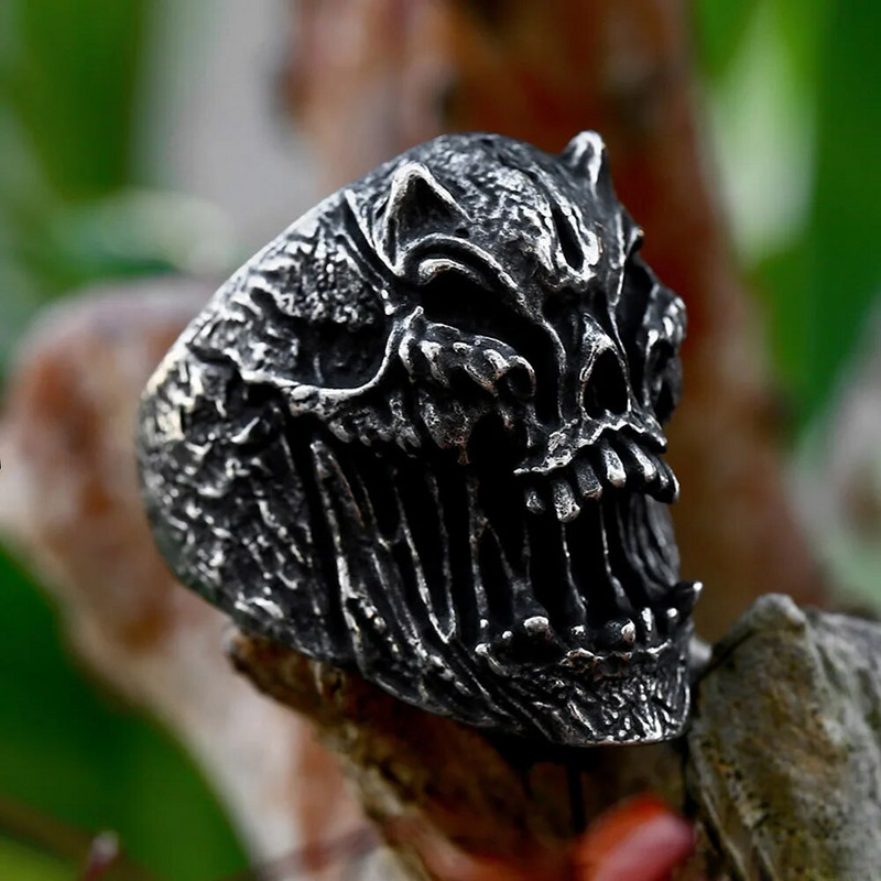 Punk Hip Hop 316L prsten od zle lubanje od nehrđajućeg čelika Muški gotički biciklistički unikatni prstenovi s kosturima Party Amulet Nakit Poklon Dodaci