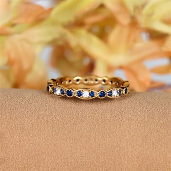 Λεπτό μικροσκοπικό μπλε πέτρινο βασιλικό στοιβάζονται λεπτά δαχτυλίδια για γυναίκες χρυσό χρώμα Λευκό ζιργκόν Ζιργκόν Γαμήλια κοσμήματα Γυναικεία καθημερινά κοσμήματα για πάρτι CZ