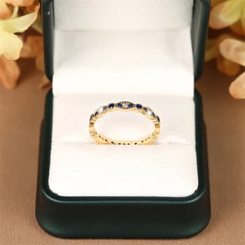 Деликатни малки кралски сини камъни, подредени тънки пръстени за жени, златен цвят, бял циркон, сватбени ленти, женски ежедневни парти бижута CZ