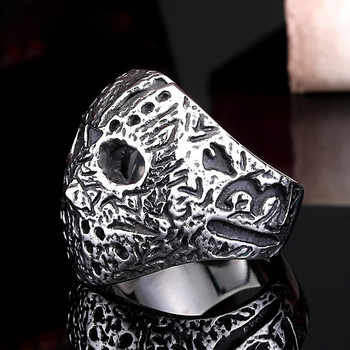 Пънк черен петък Killer Jason Mask Ring For Men Неръждаема стомана Retro Jason Mask Rings Biker Jewelry Creative Gift Wholesale