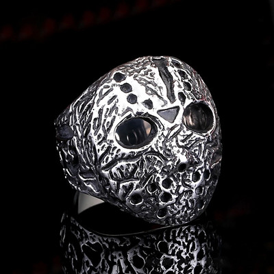 Пънк черен петък Killer Jason Mask Ring For Men Неръждаема стомана Retro Jason Mask Rings Biker Jewelry Creative Gift Wholesale