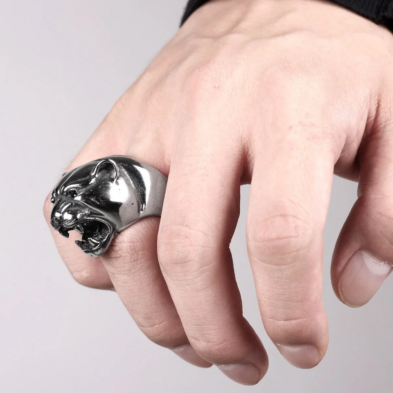 Roostevabast terasest meeste sõrmused leopard loomad punk rock hiphop isiksus jalgratturile mees poiss-sõbrale ehted loovus kingitus hulgimüük