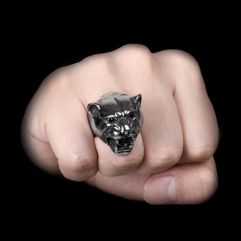 Roostevabast terasest meeste sõrmused leopard loomad punk rock hiphop isiksus jalgratturile mees poiss-sõbrale ehted loovus kingitus hulgimüük