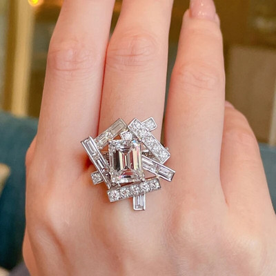 Модни дамски пръстени Huitan с неправилна форма с искряща CZ личност Аксесоари за пръсти на момичета за хип-хоп парти Нови бижута