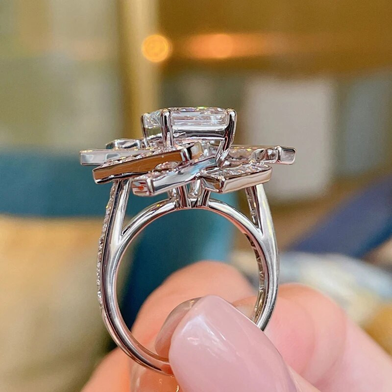 Huitan Fashion ακανόνιστου σχήματος γυναικεία δαχτυλίδια με αστραφτερά αξεσουάρ δακτύλων για κορίτσια CZ Personality για Hip Hop Party Νέα κοσμήματα