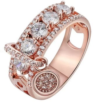 Годежни бижута Подаръци Винтидж пръстен с кралски син камък Цвят на жълто злато Луксозни женски сватбени пръстени за жени Кръгъл висящ пръстен