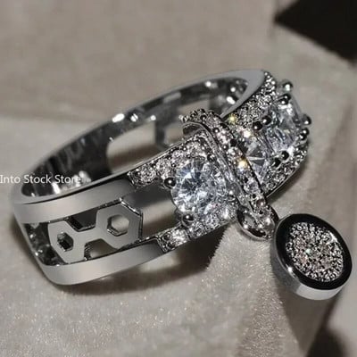 Zaručnički nakit Pokloni Vintage kraljevski plavi kameni prsten Žuto zlato u boji Luksuzno žensko vjenčano prstenje za žene okrugli viseći prsten