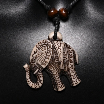 FX701 Κολιέ με ελέφαντα Vintage μενταγιόν Man Choker Retro Africa Κοσμήματα Tribal style Imitation Yak Bone κολιέ Φυλαχτό Δώρο