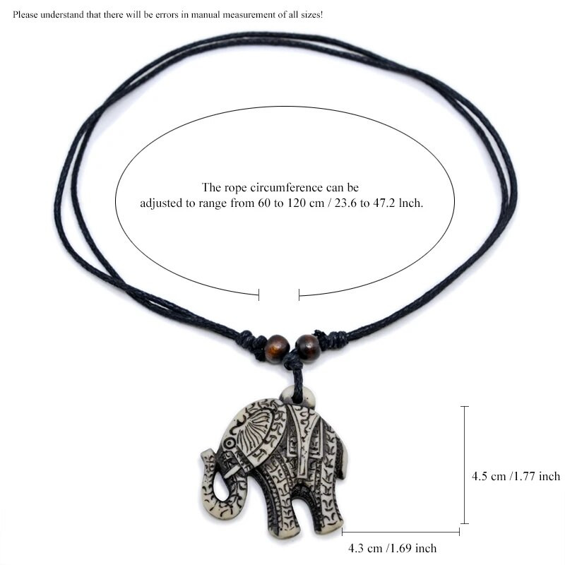 FX701 Κολιέ με ελέφαντα Vintage μενταγιόν Man Choker Retro Africa Κοσμήματα Tribal style Imitation Yak Bone κολιέ Φυλαχτό Δώρο
