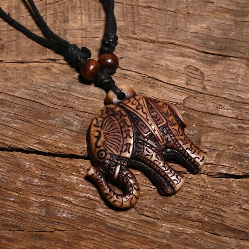 FX701 Κολιέ με ελέφαντα Vintage μενταγιόν Man Choker Retro Africa Κοσμήματα Tribal style Imitation Yak Bone κολιέ Φυλαχτό Δώρο