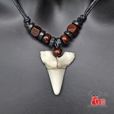 1PC Hawaii Surfer Jewelry Handmade Imitation Shark Teeth Pendant New Zealand Maori Tribal bone Choker WoMen`s Men`s Necklace