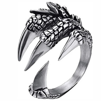 Από ανοξείδωτο ατσάλι Vintage Ασημένιο Δαχτυλίδι Δράκου με Ρυθμιζόμενο Ανοιγόμενο Δαχτυλίδι Θιβετιανό ασημί Eagle Animal Rings για Άντρες Γυναικεία Πανκ Κοσμήματα