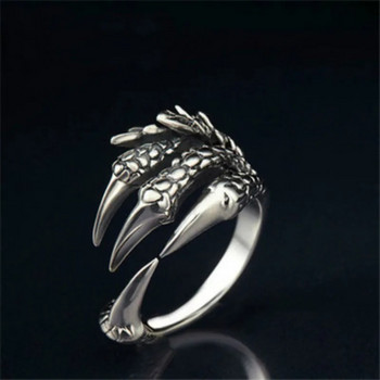 Από ανοξείδωτο ατσάλι Vintage Ασημένιο Δαχτυλίδι Δράκου με Ρυθμιζόμενο Ανοιγόμενο Δαχτυλίδι Θιβετιανό ασημί Eagle Animal Rings για Άντρες Γυναικεία Πανκ Κοσμήματα