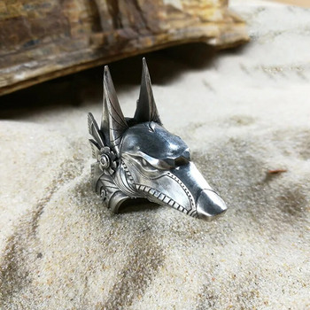 Beier мъжки пръстен от неръждаема стомана Wolf Head Vintage Egyptian Anubis God Fashion Jewelry Biker Ring Gift