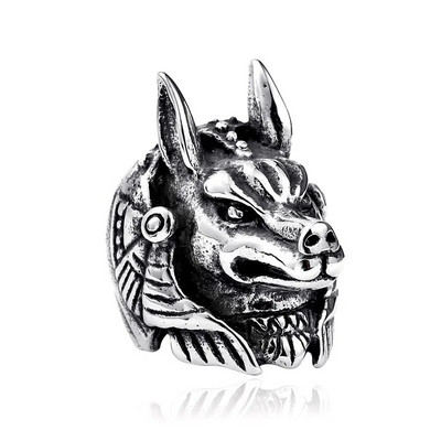 Beier nerūsējošā tērauda Wolf Head vīriešu gredzens vintage ēģiptiešu Anubis God modes rotaslietas motociklistu gredzens dāvana