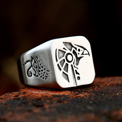 Beier nerūsējošā tērauda Wolf Head vīriešu gredzens vintage ēģiptiešu Anubis God modes rotaslietas motociklistu gredzens dāvana