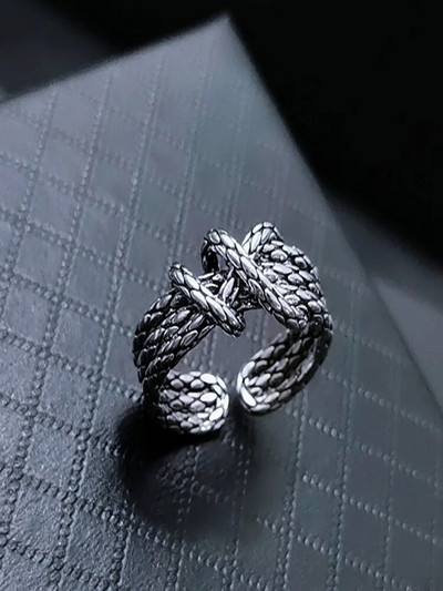 Jauns tīkls Red Tide Flow Wide Face Fighter Weather Deguns ziloņu gredzens vīriešiem personalizēts modes tendences atvērts rādītājpirksta gredzens