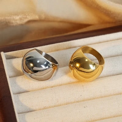 Моден дамски пръстен от неръждаема стомана, овален женски луксозен пръстен, пънк аксесоари, естетика, бижута, подарък за парти на едро