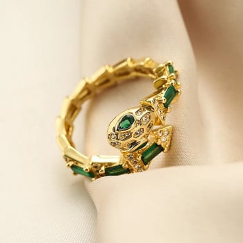 NEWBUY Модни червено/зелено/бяло CZ Zircon Pave Setting Змийски пръстени за жени Момиче отворен дизайн Регулируеми аксесоари за пръсти