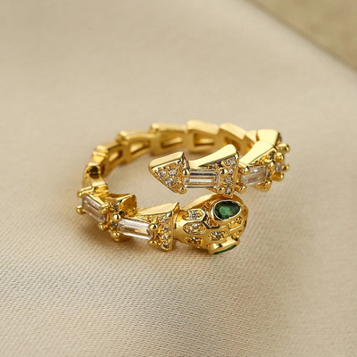 NEWBUY Modes sarkans/zaļš/balts CZ cirkona bruģakmens čūsku gredzeni sievietēm, atvērta dizaina regulējami pirkstu aksesuāri