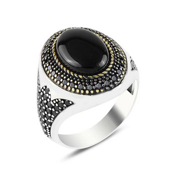 30 стила Винтидж ръчно изработен турски пръстен с печат за мъже, жени Древен сребърен цвят Черен ониксов камък Пънк пръстени Религиозни бижута