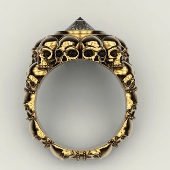 Готически пънк пръстени с череп за мъже Ретро скелет Черен червен конус Мъжки пръстен Бижута Biker Steampunk пръстени за жени Anillo Hombre