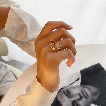 2022 Κορεατικό Νέο Εκλεπτυσμένο Γεωμετρικό Στρογγυλό Δαχτυλίδι Γυναικεία Μόδα Πολυτελές Δαχτυλίδι Ζιργκόν Δαχτυλίδι Απλό Ταμπεραμέντο Ευέλικτο κόσμημα