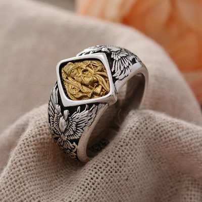 Бохемски стил Goddess Of Justice Justitia Ретро тайландски сребърен унисекс пръстен Бижута за жени Мъже Подаръци без избледняване