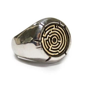 Търговия на едро с винтидж лабиринт пръстен от неръждаема стомана Мъжки нов дизайн Biker Rock Roll Готически пънк сватбен годежен пръстен за бижута OSR530