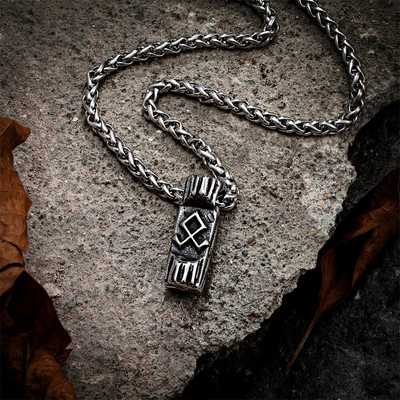 Nerūsējošais tērauds Vīrieši Vikingi Rūnas Kaklarotas Pagānu Vegvisir Amulet Kulons Skandināvu mitoloģija Odins Skandināvijas Rotaslietas Vīriešu Dāvanas