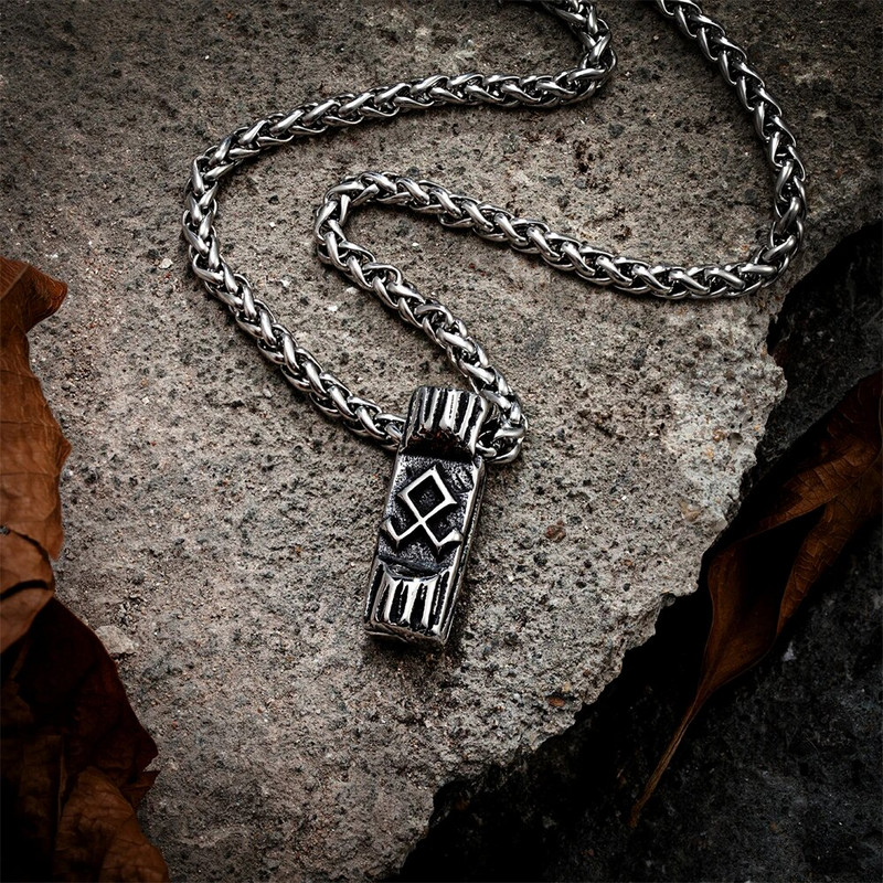 Nerūsējošais tērauds Vīrieši Vikingi Rūnas Kaklarotas Pagānu Vegvisir Amulet Kulons Skandināvu mitoloģija Odins Skandināvijas Rotaslietas Vīriešu Dāvanas