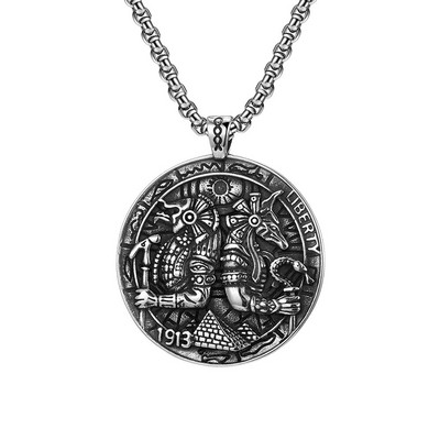 Κλασικό κολιέ με κρεμαστό κόσμημα της αρχαίας Αιγύπτου Horus and Anubis για άντρες Αγόρια γοτθικό Μοναδικές αλυσίδες από ανοξείδωτο χάλυβα Χονδρική