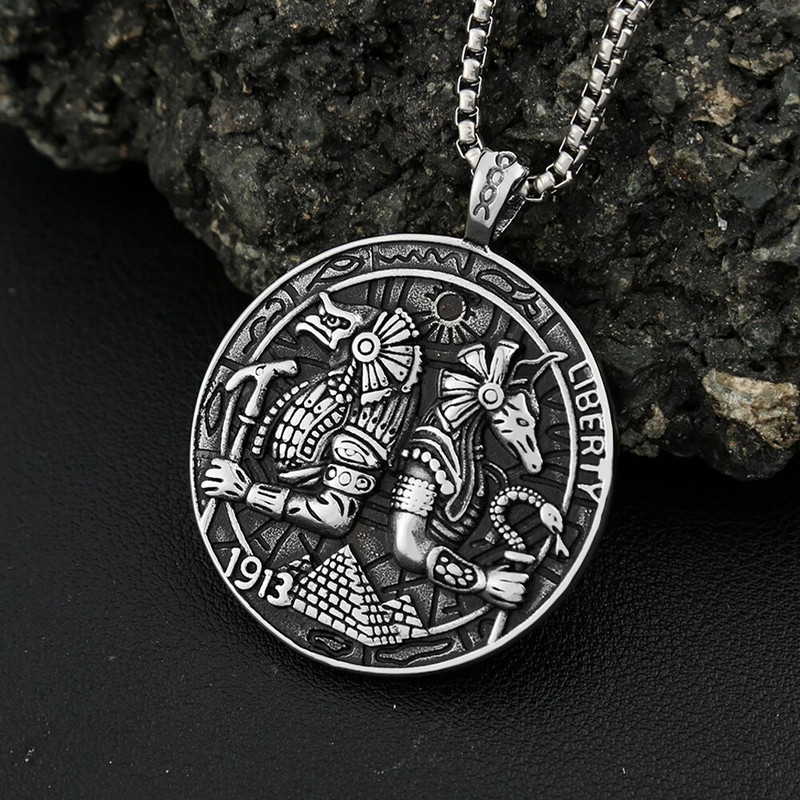 Κλασικό κολιέ με κρεμαστό κόσμημα της αρχαίας Αιγύπτου Horus and Anubis για άντρες Αγόρια γοτθικό Μοναδικές αλυσίδες από ανοξείδωτο χάλυβα Χονδρική