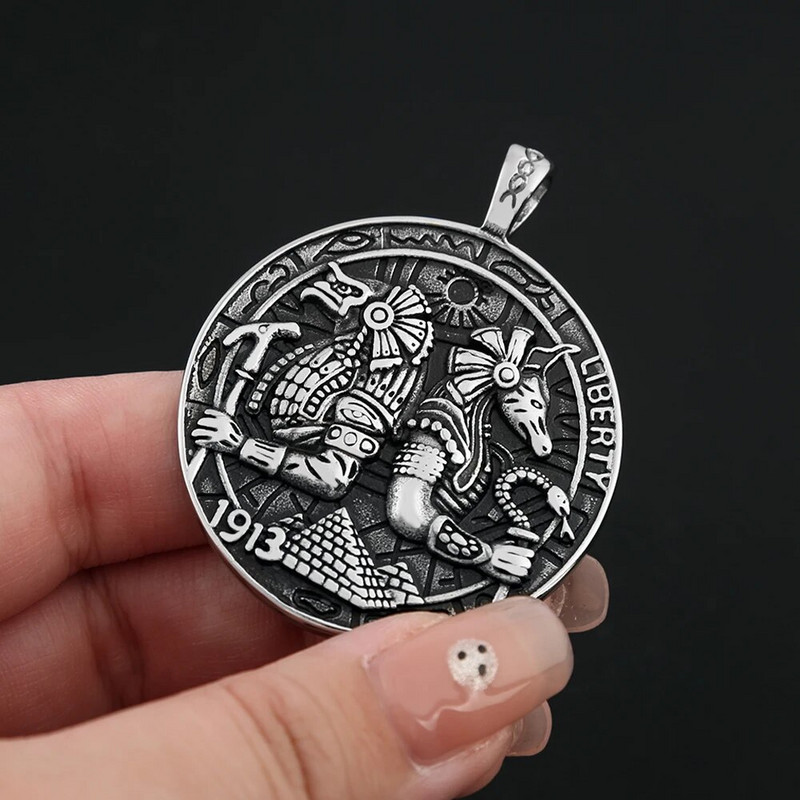 Κλασικό κολιέ με κρεμαστό κόσμημα της αρχαίας Αιγύπτου Horus and Anubis για άντρες Αγόρια γοτθικό Μοναδικές αλυσίδες από ανοξείδωτο χάλυβα Χονδρική