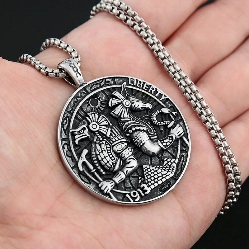 Κλασικό κολιέ με κρεμαστό κόσμημα της αρχαίας Αιγύπτου Horus and Anubis για άντρες Αγόρια γοτθικό Μοναδικές αλυσίδες από ανοξείδωτο χάλυβα Χονδρική