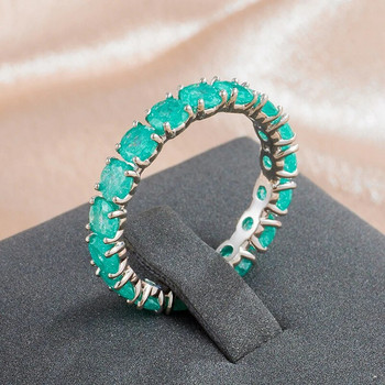 Kinel Νέο σμαραγδένιο δαχτυλίδι ζιργκόν για γυναίκες Πολυτελές Θιβετιανό ασημένιο δαχτυλίδι υπόσχεσης γαμήλια ζώνη Δώρα για την Ημέρα του Αγίου Βαλεντίνου