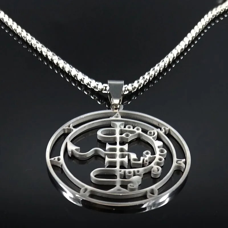 2024 mood Sigeal Sigil De Lucifer roostevabast terasest saatana kaelakee Asmoday Lazer Key Baphometi tempel kaelakee ehted N7118S03