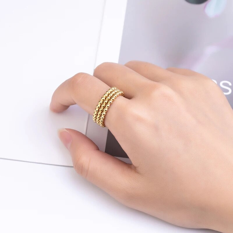 Jauks trīs vienā krelles ķēdes formas gredzens nerūsējošā tērauda augstas kvalitātes rotaslietu dāvanu gredzens sievietēm un meitenēm Drop Shipping