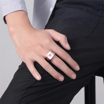 Титанов ретро покер за късмет с високо качество, фин мъжки женски пръстен от неръждаема стомана, полиран без избледняване JZ541