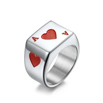 Ρετρό Titanium Good Luck Poker Υψηλής Ποιότητας Ανοξείδωτο Ανοξείδωτο Αρσενικό Δαχτυλίδι Γυαλισμένο No Fading JZ541