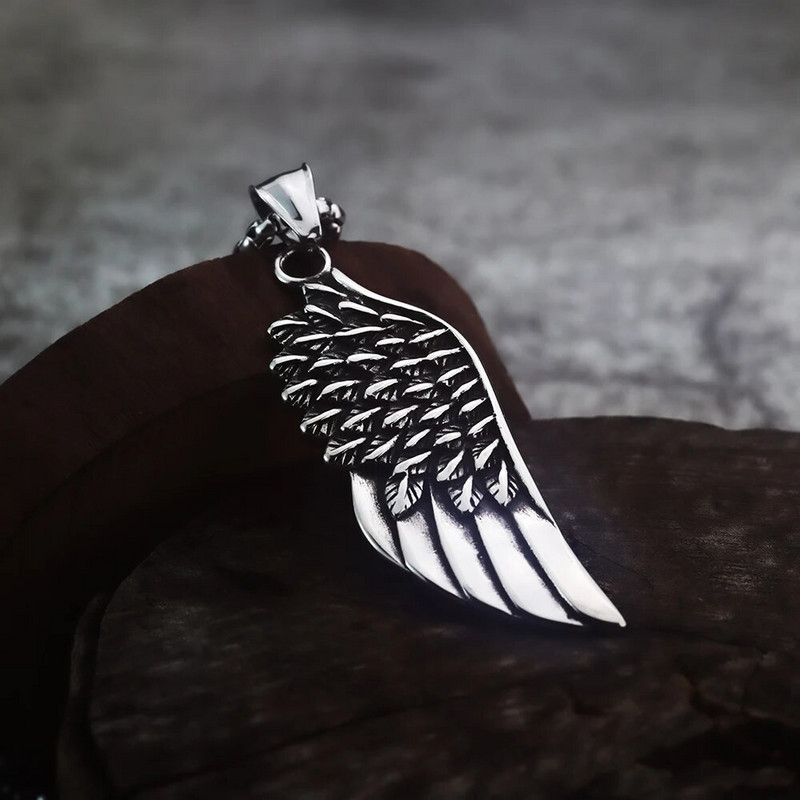 Europski i američki trend Privjesak s perjem od titanijskog čelika Krila od nehrđajućeg čelika Muški nakit