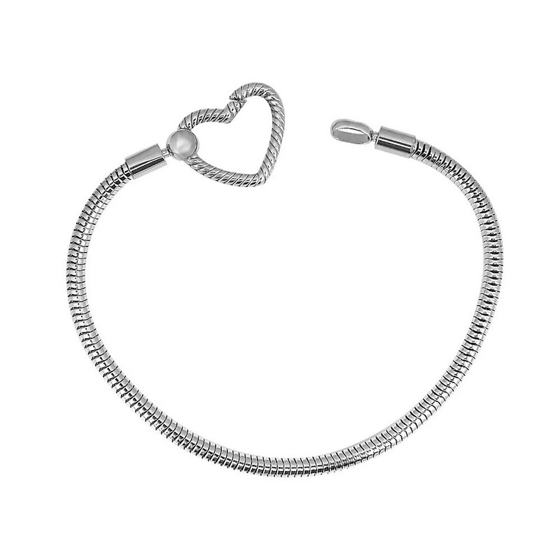 Trendovska klizna Pulsera narukvica s ljubavnim srcem od nehrđajućeg čelika s višestrukim zmijskim lancem Svjetlucavi disk Miš s kopčom u obliku srca Narukvica