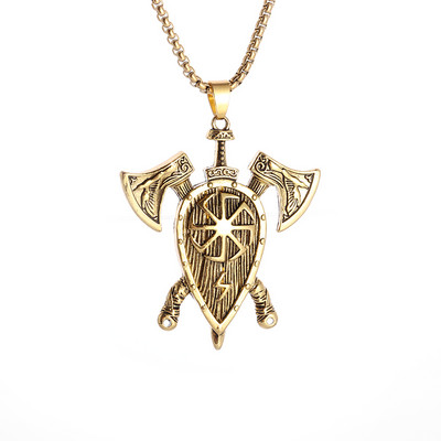 Retro Nordic dupla fejsze villám medál nyaklánc férfiaknak divatos rock punk motorkerékpár kiegészítők ékszerek