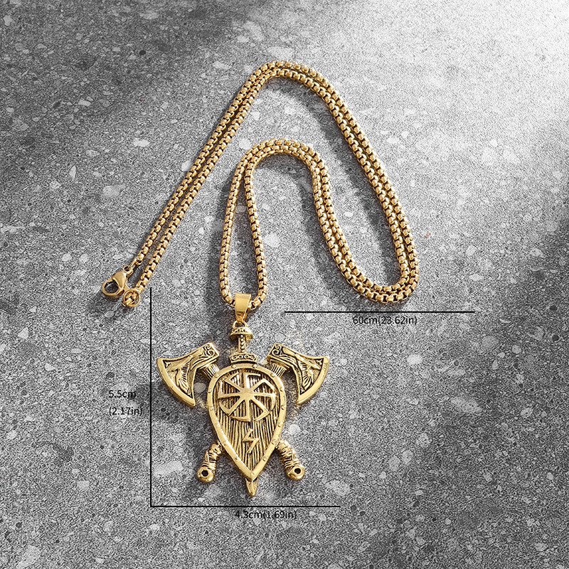 Retro Nordic dupla fejsze villám medál nyaklánc férfiaknak divatos rock punk motorkerékpár kiegészítők ékszerek