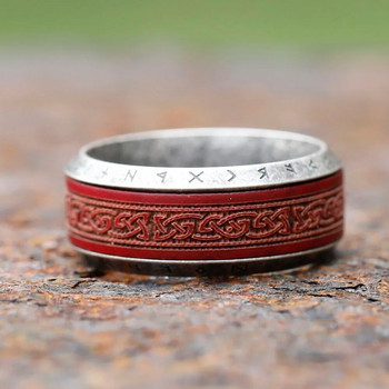 Νέος σχεδιασμός 316L από ανοξείδωτο ατσάλι Viking Runes Δαχτυλίδι από τριανταφυλλιά για άντρες Στρογγυλό δαχτυλίδι αρραβώνων Κοσμήματα ειδικής σχεδίασης για δώρο