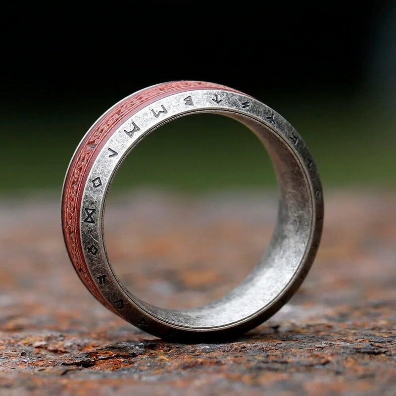 Uue disainiga 316L roostevabast terasest viikingiruunidest roosipuust sõrmus meestele ümmargune kihlasõrmus Eridisainiga ehted kingituseks
